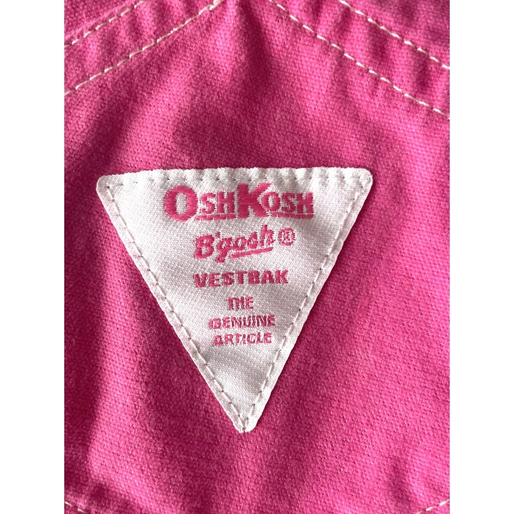 Vintage OshKosh B'gosh Vestbak Girls 4T Overall Shortall Pink Carpenter 90s Y2K